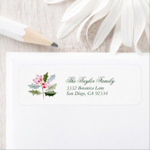 Pastel Holly Berry Mistletoe Xmas Return Address