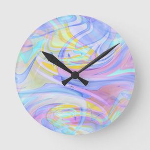 pastel hologram round clock