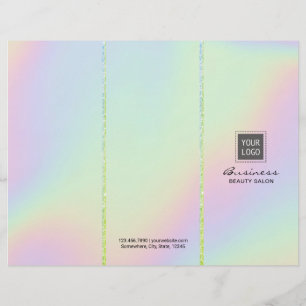 Pastel Holographic Beauty Salon Tri-Fold Bruchures