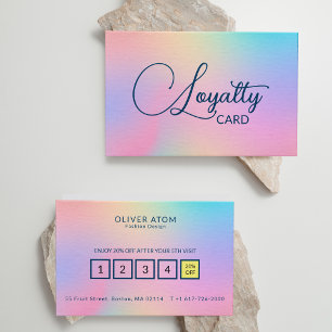 Pastel Holographic Elegant Script Clothing Store Loyalty Card