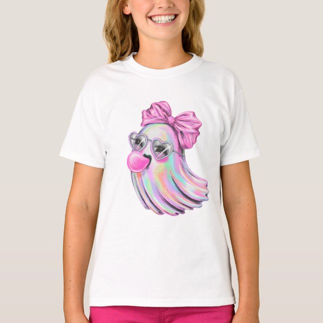 Pastel Holographic Ghost Girl T-Shirt (Front)