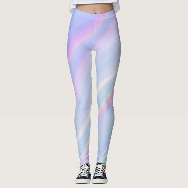 Pastel Holographic Gradient Iridescent Leggings (Front)