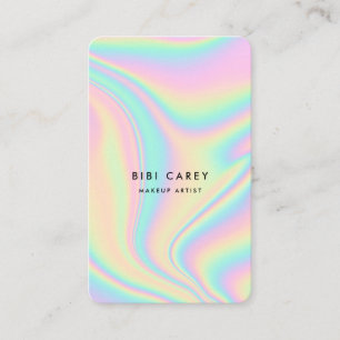 Pastel Holographic Makeup Artist  Business Card