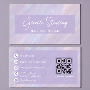 Pastel Holographic Nail Technician Professional Business Card