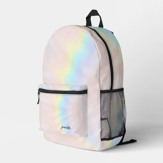 Pastel Holographic  Printed Backpack (Back Corner Right)