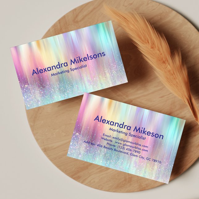 Pastel Holographic Professional Branding Business Card (Creator Uploaded)