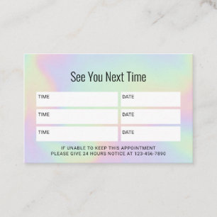 Pastel Holographic Salon Spa Dental Appointment Card