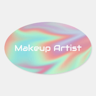 Pastel Holographic Swirl Abstract Oval Sticker