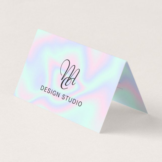 Pastel Holographic Texture  Business Card (Front)