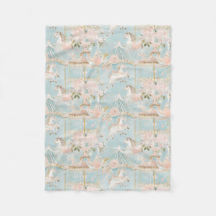 Pastel Horse Carousel Pattern Fleece Blanket