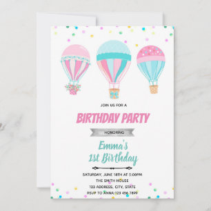 Pastel hot air balloon invitation