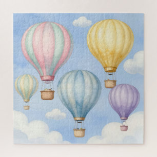 Pastel Hot Air Balloons Sky Jigsaw Puzzle