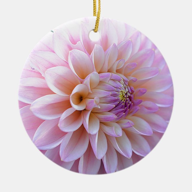Pastel Hued Dahlia Ceramic Tree Decoration (Front)