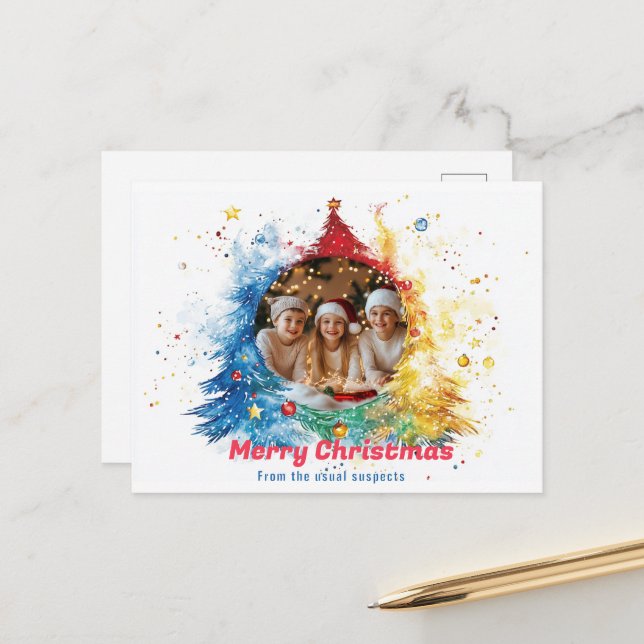 Pastel Hues of Holiday Joy Postcard (Front/Back In Situ)