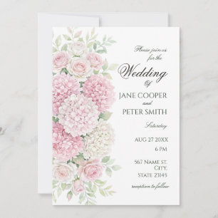 Pastel hydrangeas and roses Budget Wedding Invitation
