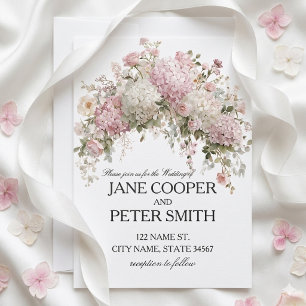 Pastel hydrangeas and roses Budget Wedding Invitation