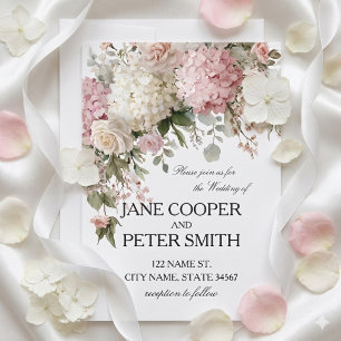 Pastel hydrangeas and roses Budget Wedding Invitation