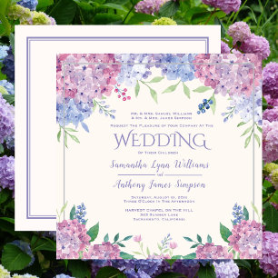Pastel Hydrangeas - Floral Wedding Invitation