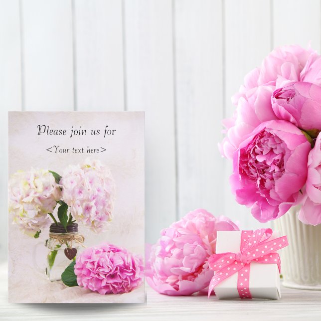 Pastel Hydrangeas In Mason Jar Birthday Invite (Creator Uploaded)