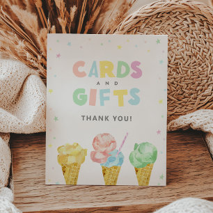 Pastel Ice Cream Birthday Cards and Gifts Sign