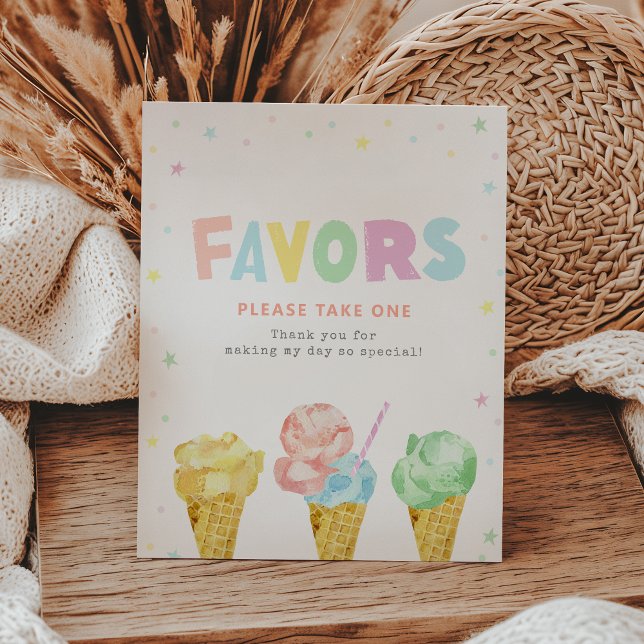 Pastel Ice Cream Birthday Favours Sign (Creator Uploaded)
