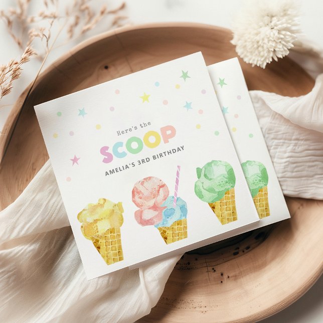 Pastel Ice Cream Birthday Party Napkins (Creator Uploaded)