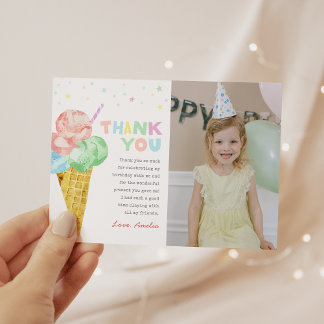 Pastel Ice Cream Birthday Photo Invitation