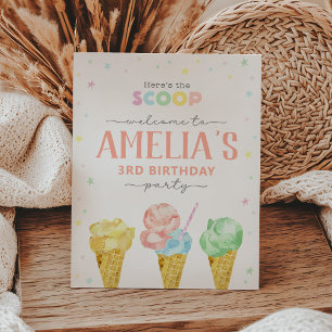 Pastel Ice Cream Birthday Welcome Sign