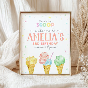 Pastel Ice Cream Birthday Welcome Sign
