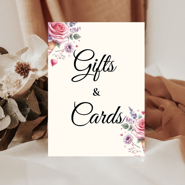 Pastel Ice cream Bridal Shower Gifts & Cards Pedestal Sign (Creator Uploaded)