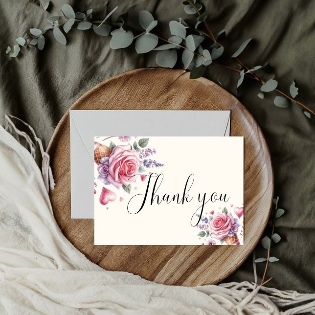 Pastel Ice Cream Bridal Shower Thank You Card (Creator Uploaded)