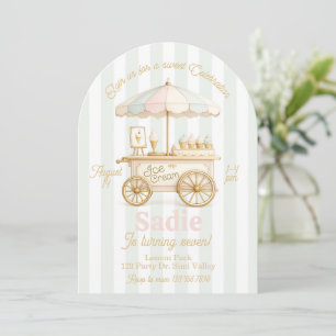 Pastel Ice Cream Cart Any Age Birthday Invitation