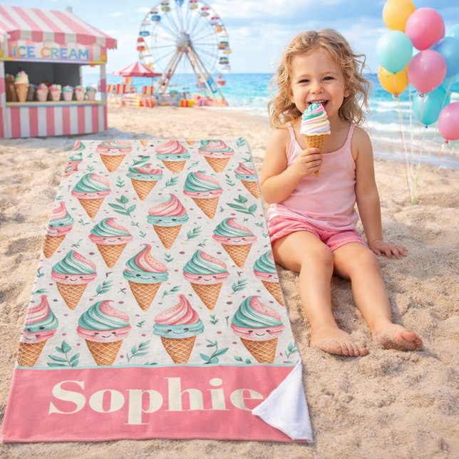 Pastel Ice Cream Cone Beach Towel (Creator Uploaded)