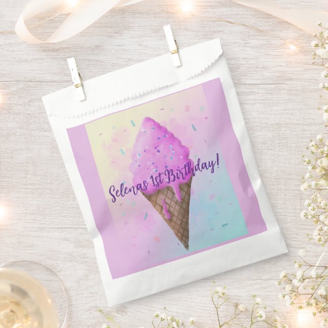 Pastel Ice cream Cone dripping Favour Bags (Clipped)