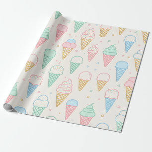 Pastel Ice Cream Cone Sweet Gift Wrapping Paper