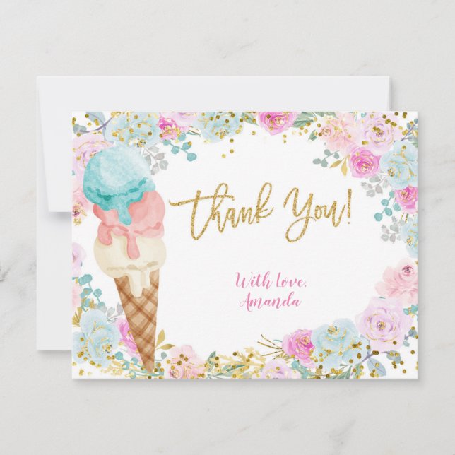 Pastel Ice Cream Thank You Card (Front)