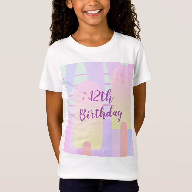 Pastel Ice Pop Ice Cream Birthday T-Shirt (Front)