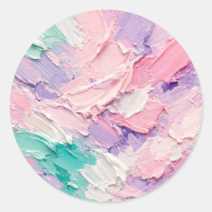 Pastel Impasto Brushstroke Abstract Classic Round Sticker