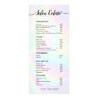 Pastel Iridescent Calligraphy Salon Service Menu