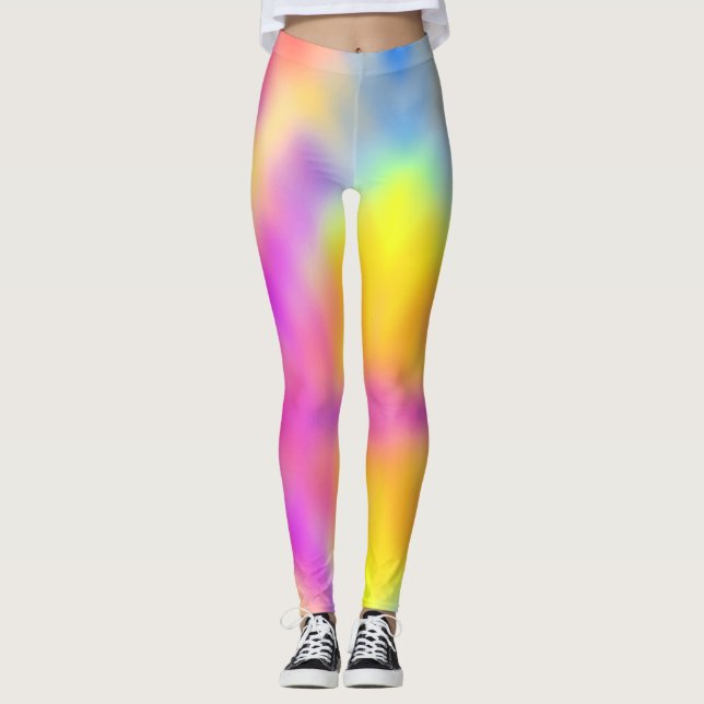 Pastel Iridescent Colourful Gradient Design Leggings (Front)