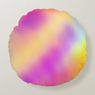 Pastel Iridescent Colourful Gradient Design Round Cushion