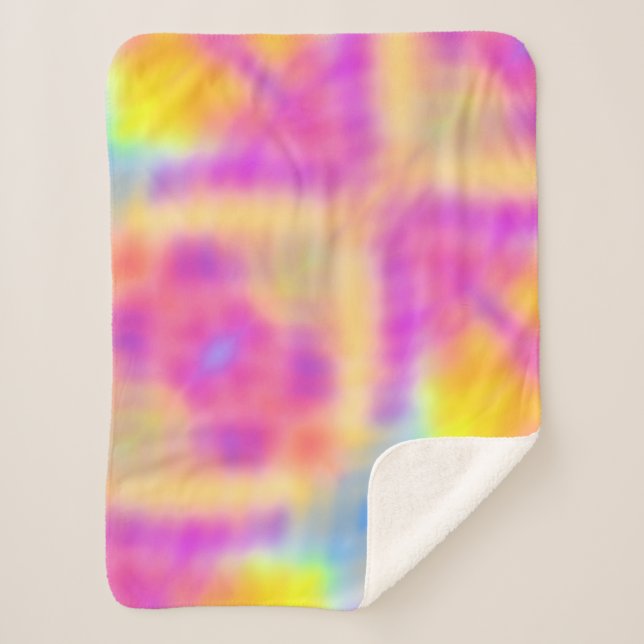 Pastel Iridescent Colourful Gradient Design Sherpa Blanket (Front)