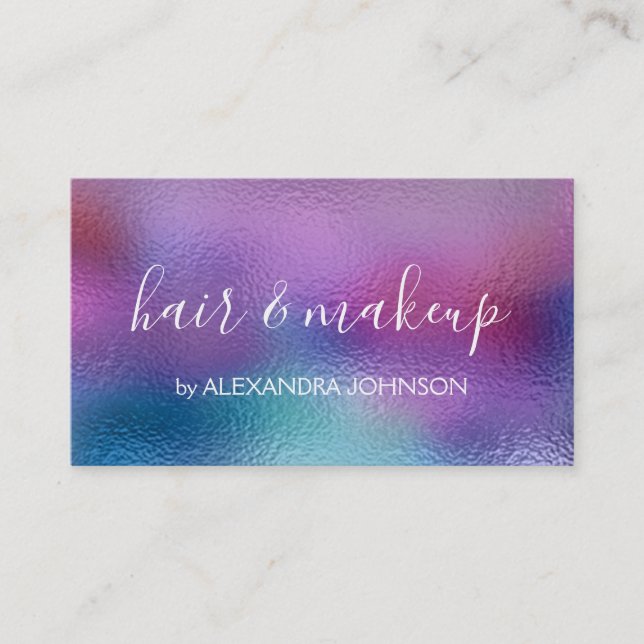 Pastel Iridescent Foil Blue, Purple and Teal Business Card (Front)