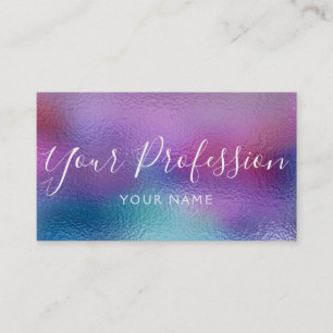 Pastel Iridescent Foil Blue, Purple and Teal Business Card