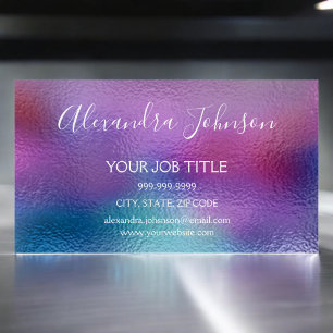 Pastel Iridescent Foil Blue, Purple and Teal Magnetic Business Card