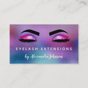 Pastel Iridescent Foil Eyelash Extensions Business Card