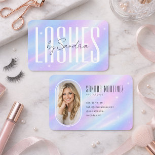Pastel Iridescent Lash Artist Branding Design Business Card