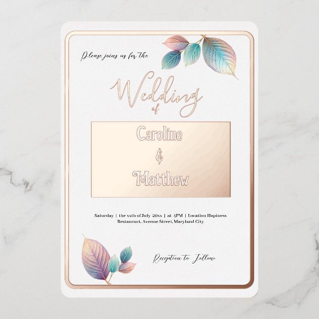Pastel Iridescent Leaves Wedding Dreamy Pastels (Front)