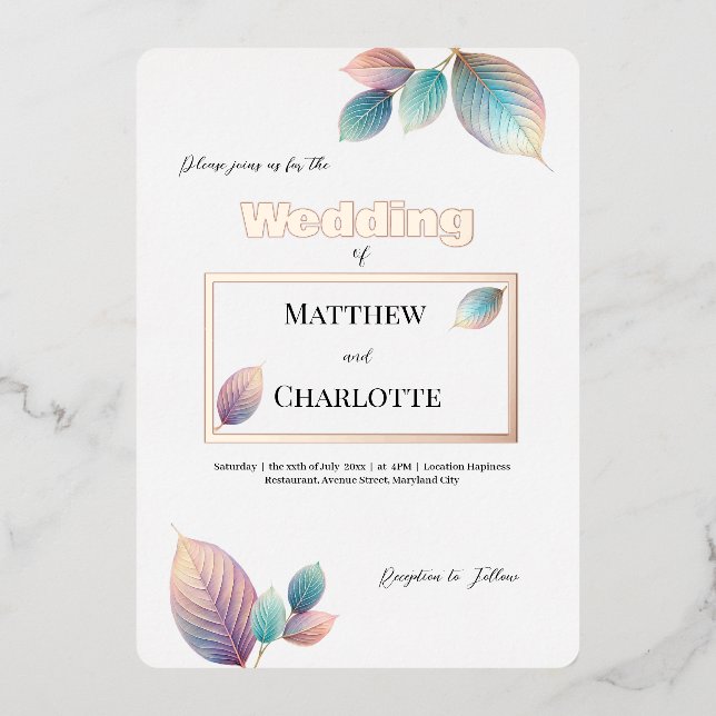 Pastel Iridescent Leaves Wedding Dreamy Pastels (Front)
