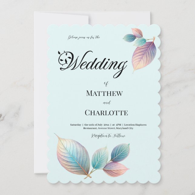 Pastel Iridescent Leaves Wedding Dreamy Pastels (Front)